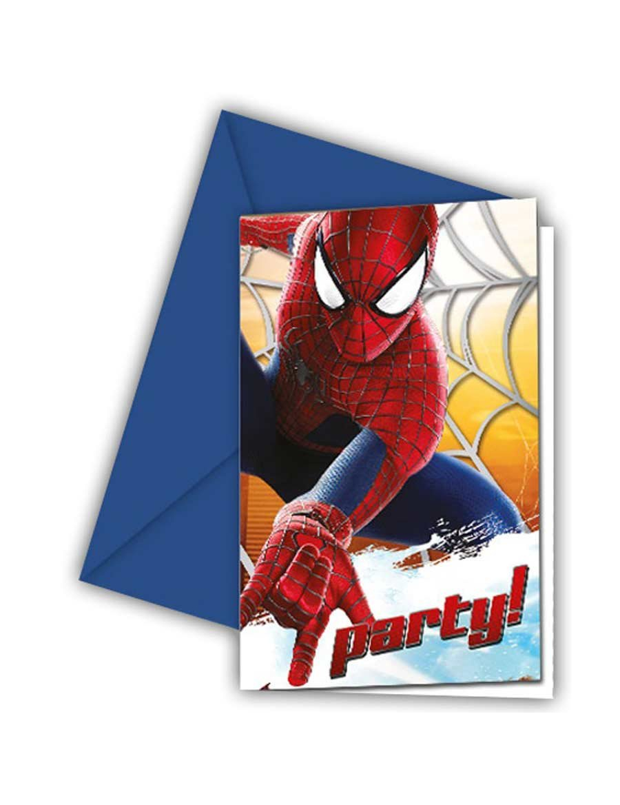 6 Cartes d'invitation avec enveloppes Amazing Spiderman 2