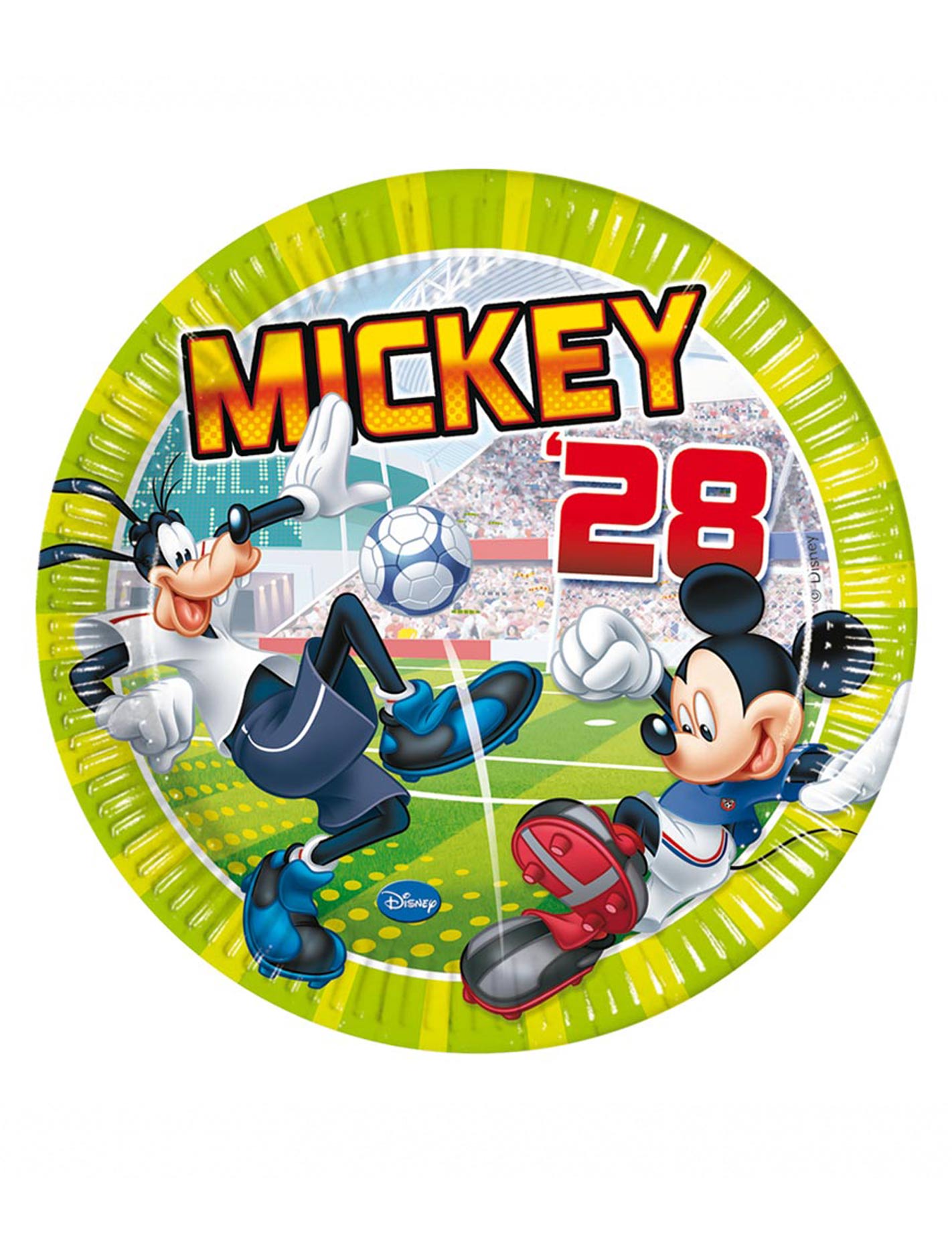 8 Assiettes en carton Mickey goal 23 cm