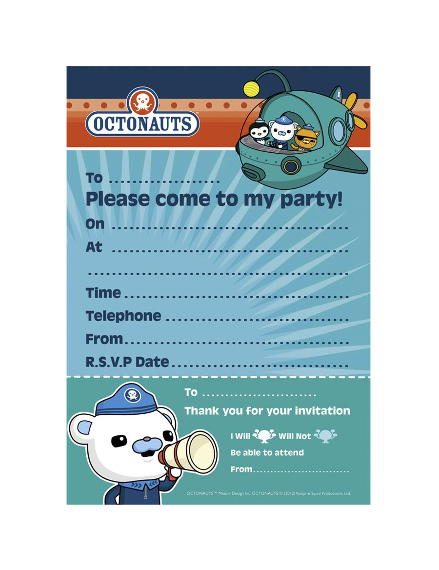20 Invitations + enveloppes Octonaut