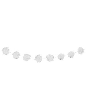 Guirlande de 12 pompons blanc