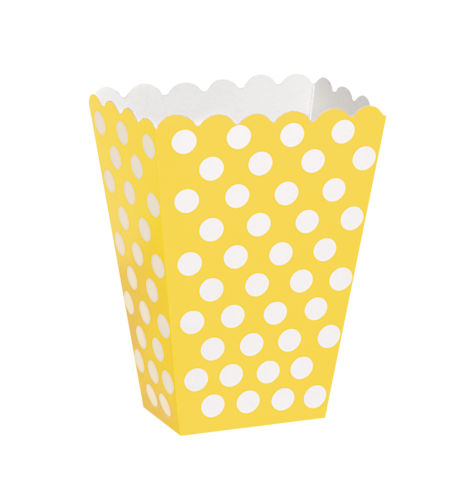 8 boîtes pop corn jaune à pois blanc