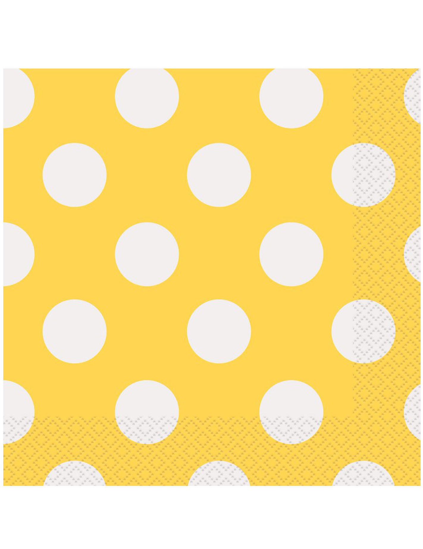 16 Serviettes en papier Jaunes à pois blancs 33 x 33 cm