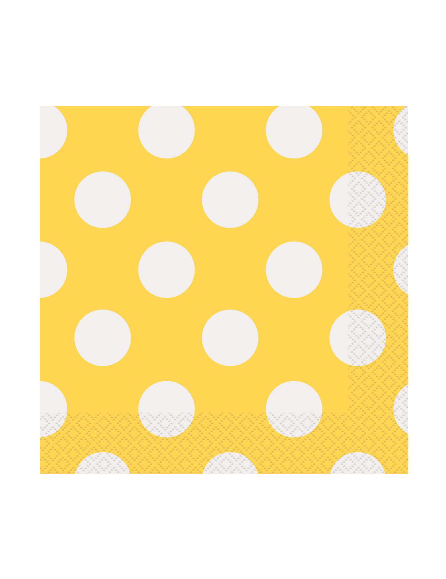 16 Petites Serviettes en papier jaunes à pois blanc 25 x 25 cm