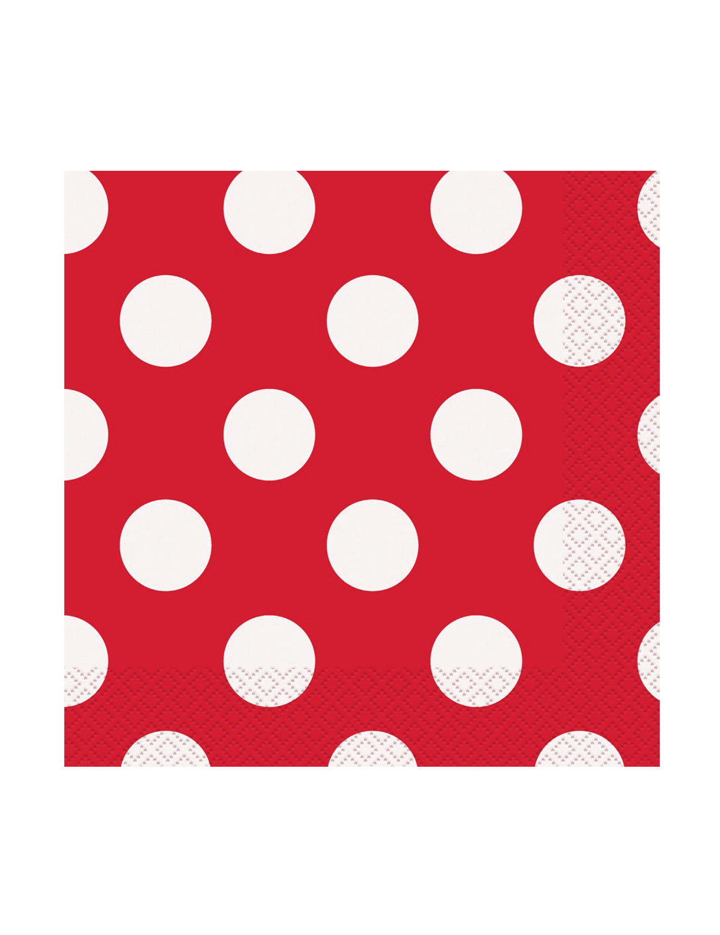 16 Petites serviettes en papier rouges à pois blancs 25 x 25 cm