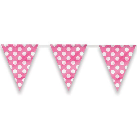 Guirlande rose à pois blanc