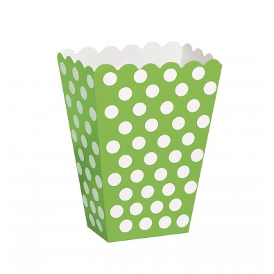 8 boîtes pop corn verte à pois blanc