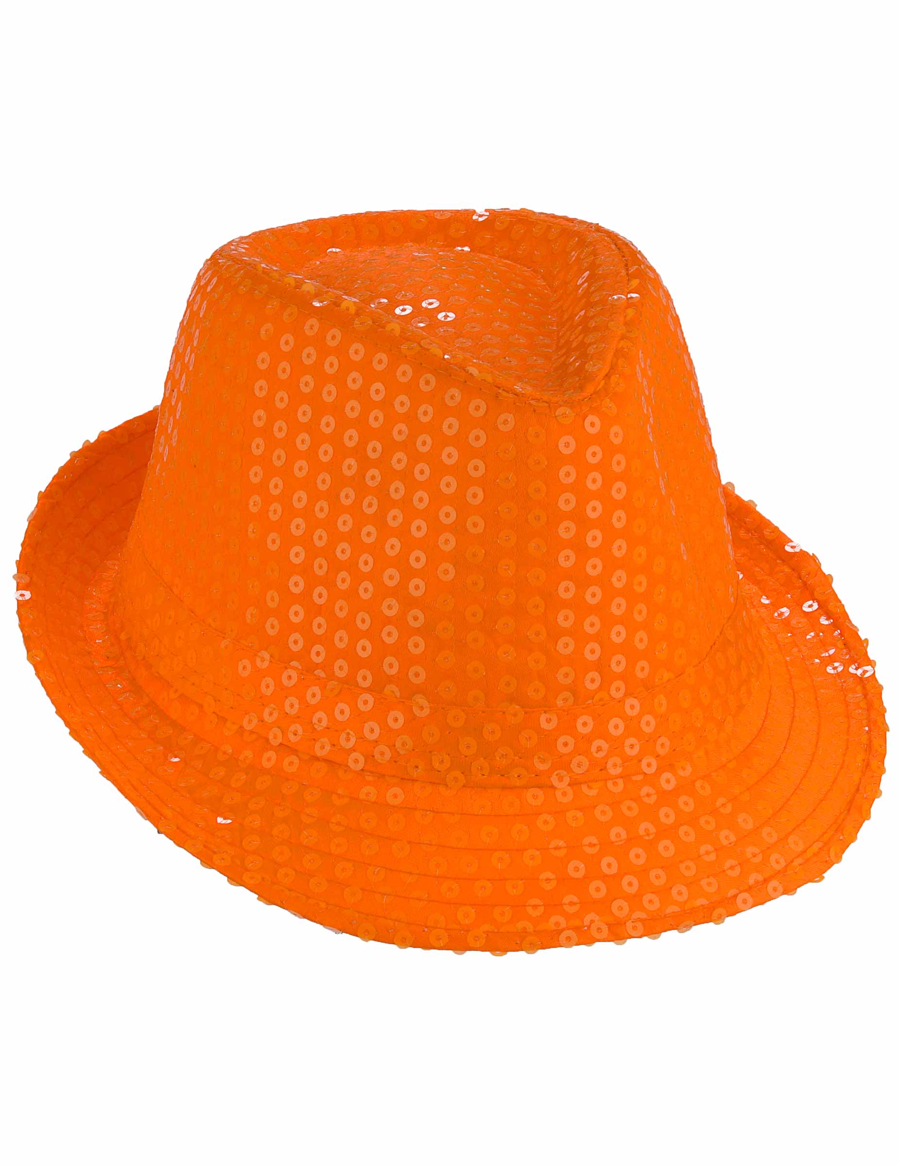 Chapeau borsalino à sequins orange adulte