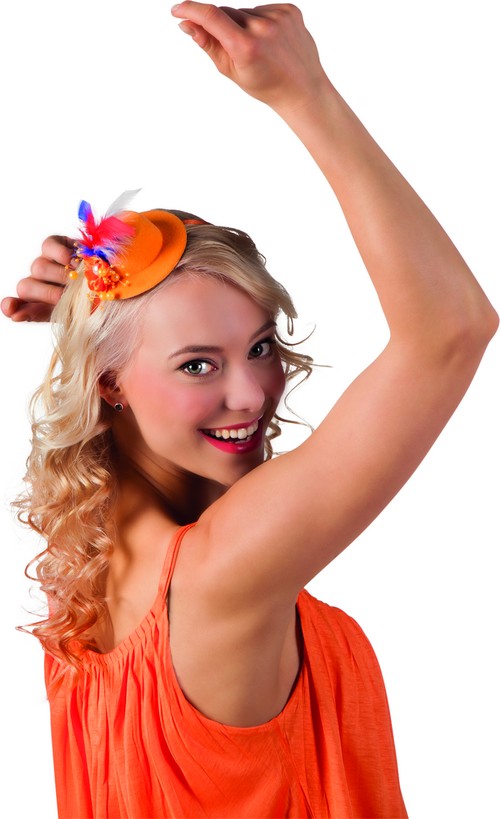 Mini chapeau orange plumettes tricolore adulte