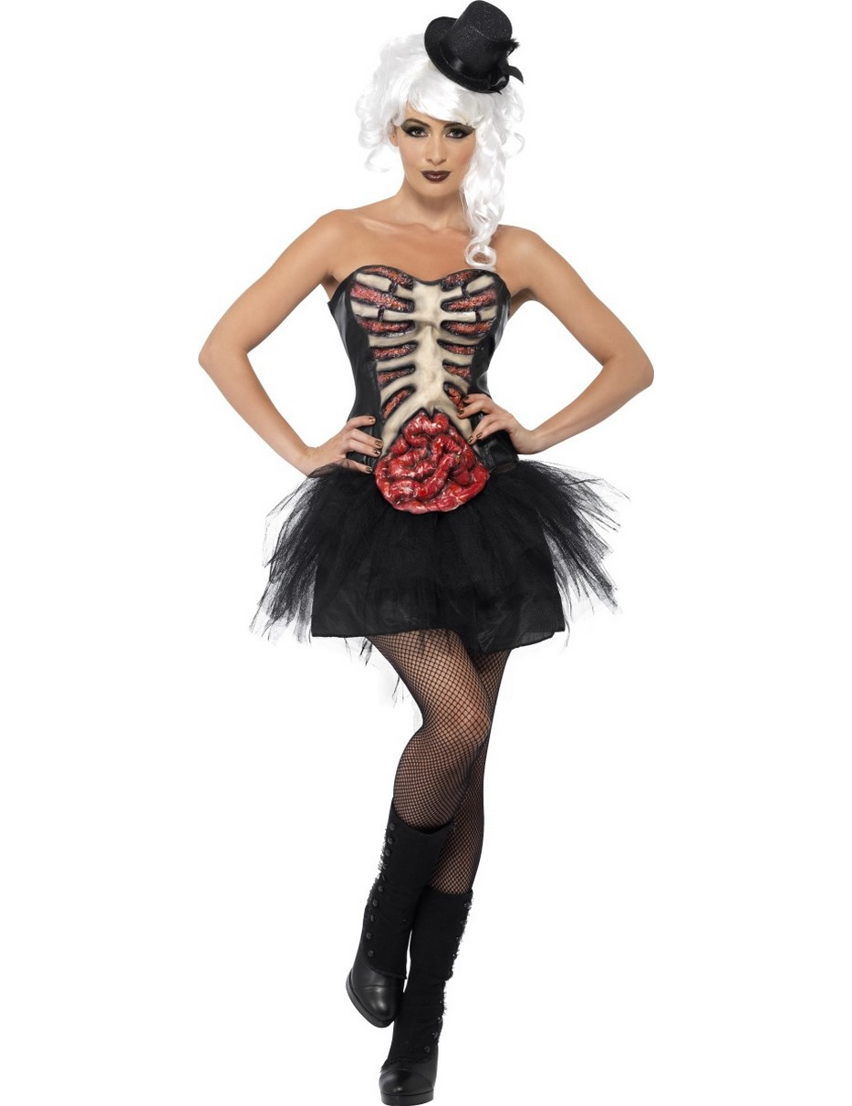 Déguisement squelette poitrine ouverte femme Halloween