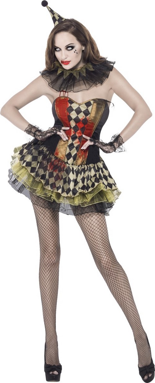 Déguisement zombie bouffon femme Halloween