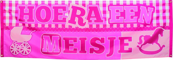 Bannière bienvenue à votre fille rose