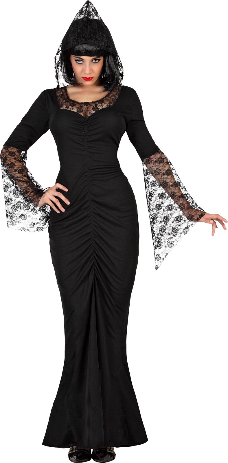 Déguisement sorcière dentelle noire femme Halloween