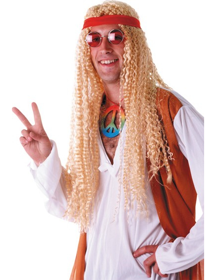 Perruque hippie extra longue blonde adulte