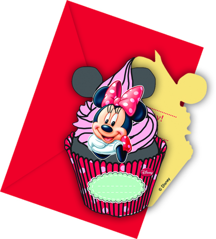 6 Cartes d'invitation avec enveloppes Minnie café