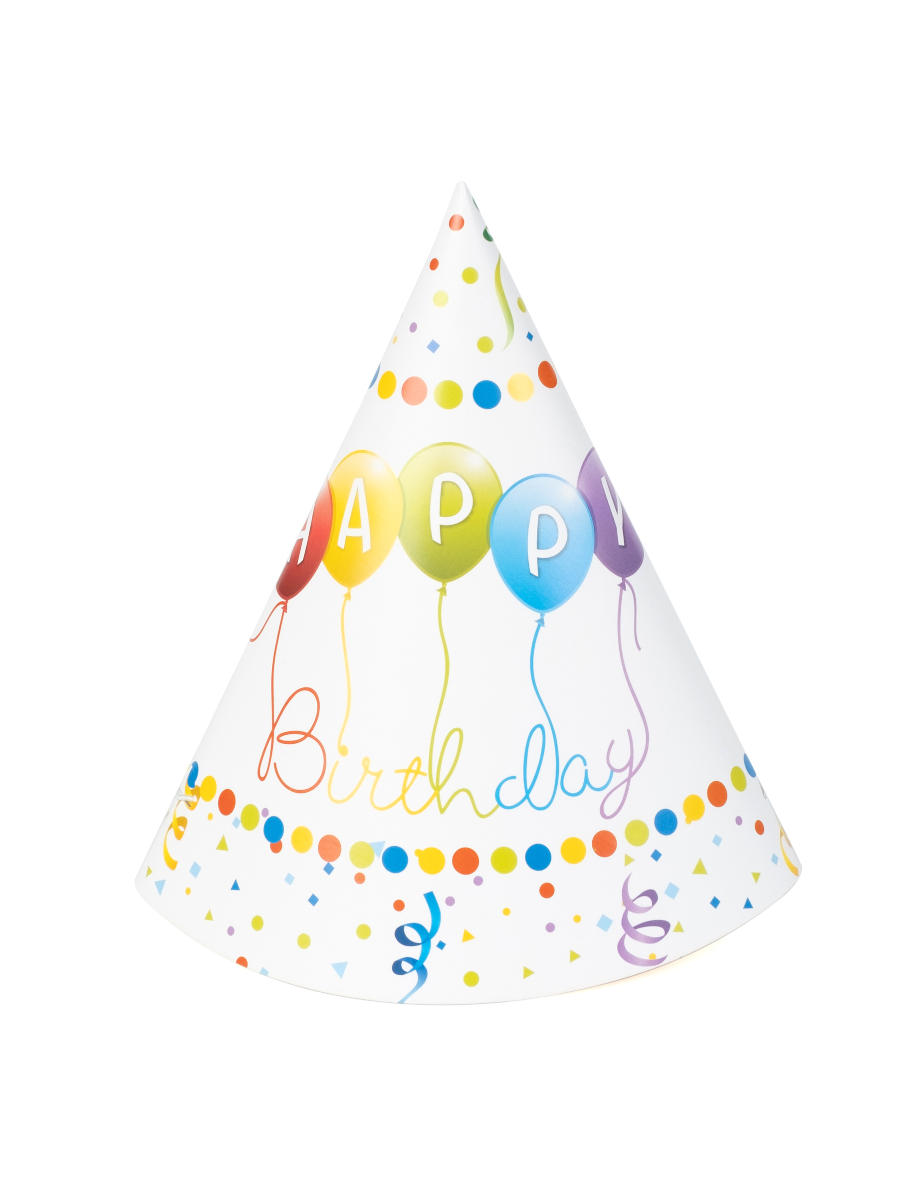 6 chapeaux de fête happy birthday en carton avec élastique