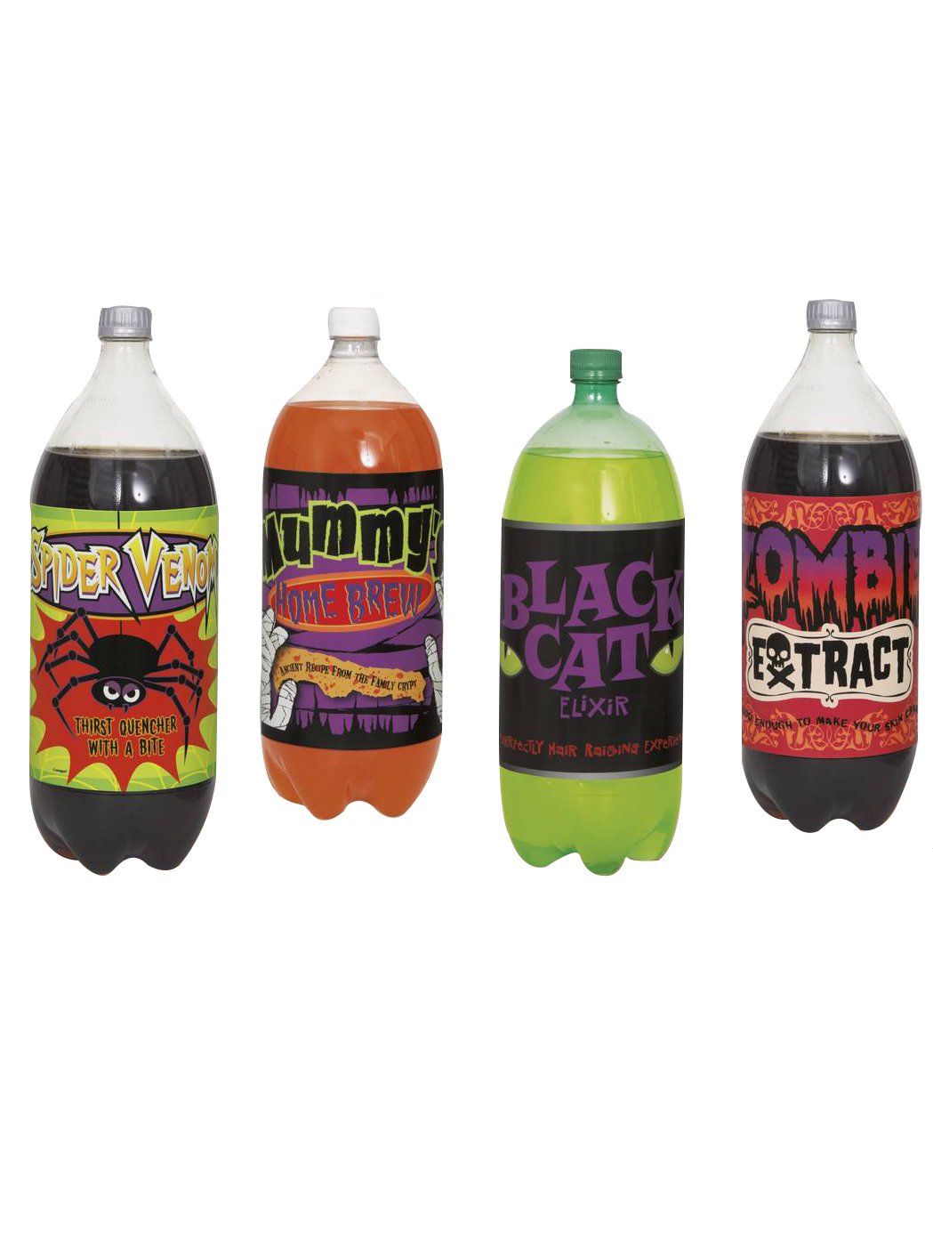 Lot de 4 étiquettes pour bouteilles Halloween