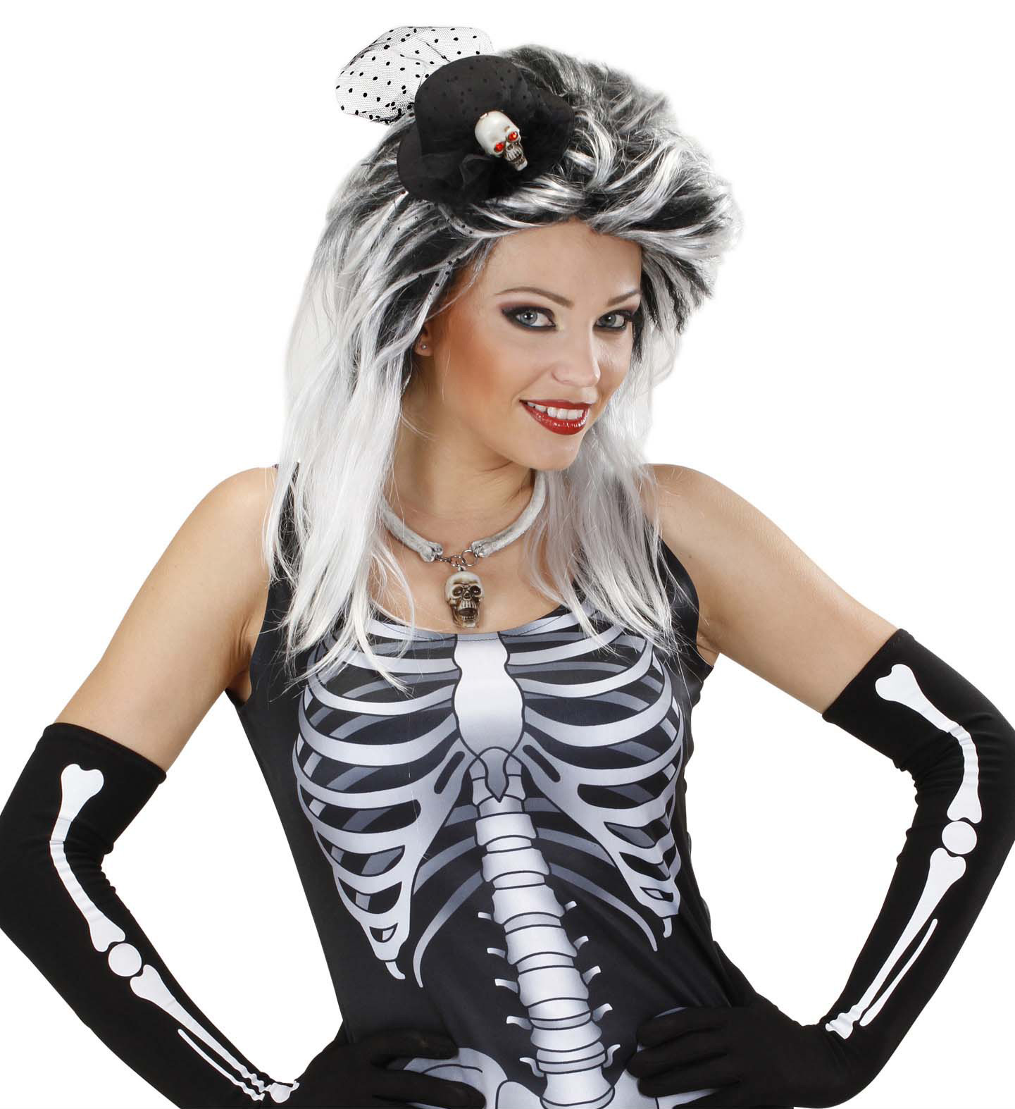 Mini chapeau haut de forme crâne adulte Halloween