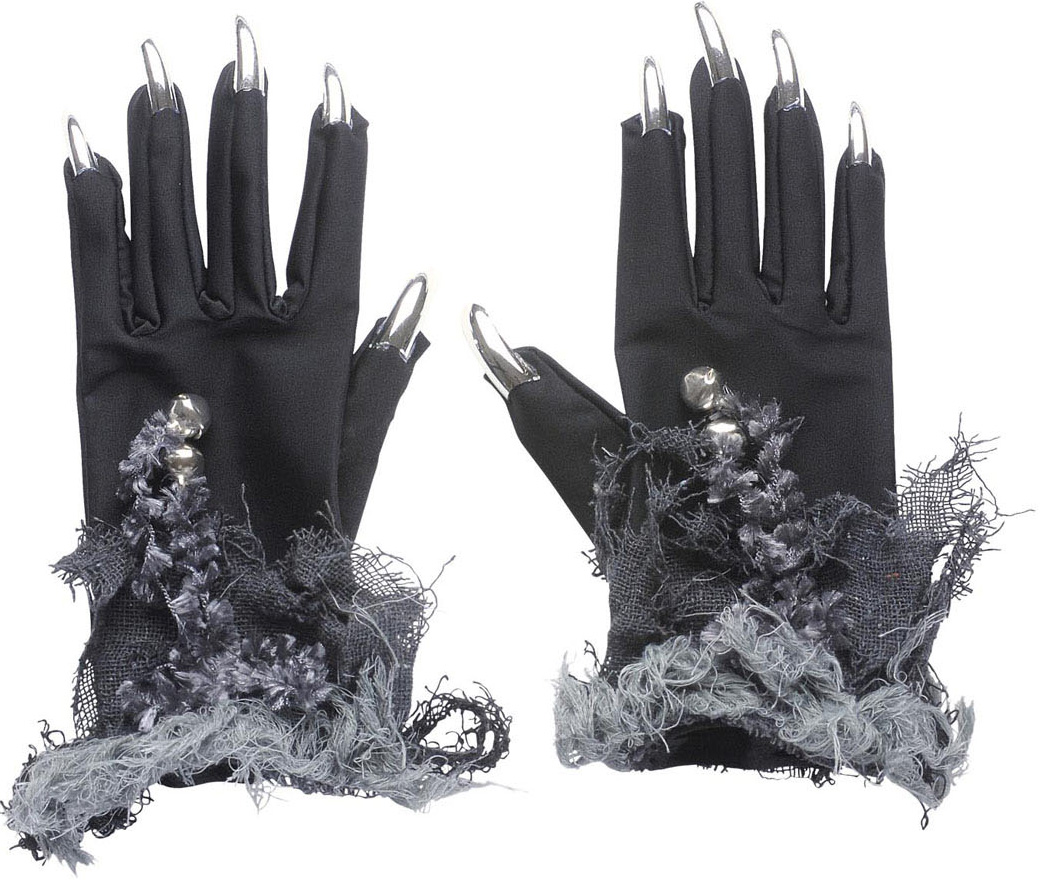 Gants avec ongles argent adulte Halloween
