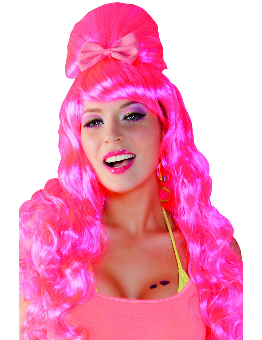 Perruque pop star rose femme