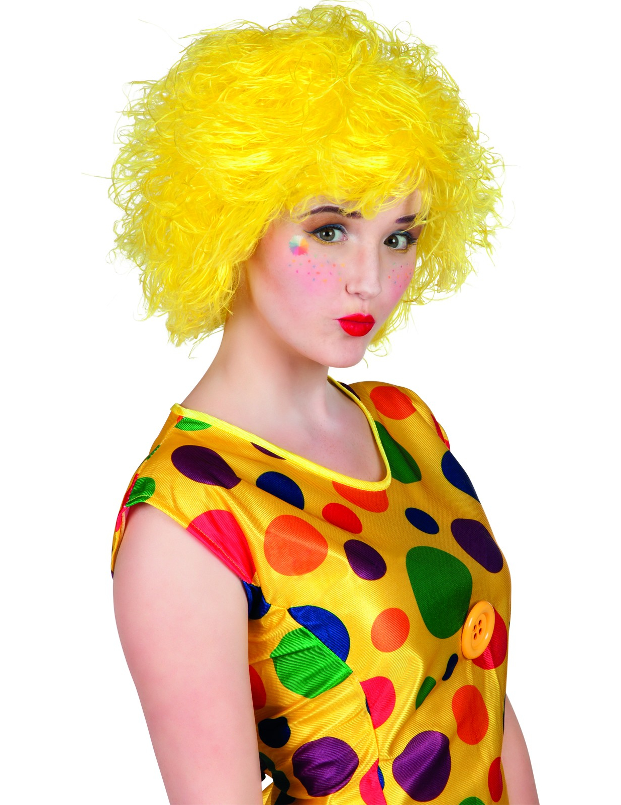 Perruque clown colorée jaune femme