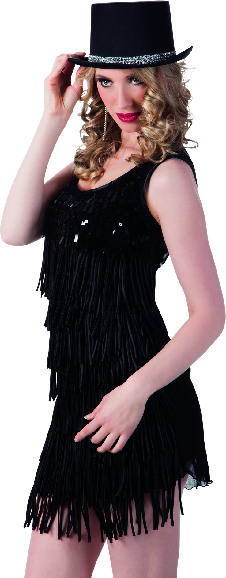 Chapeau haut de forme noir et argent adulte