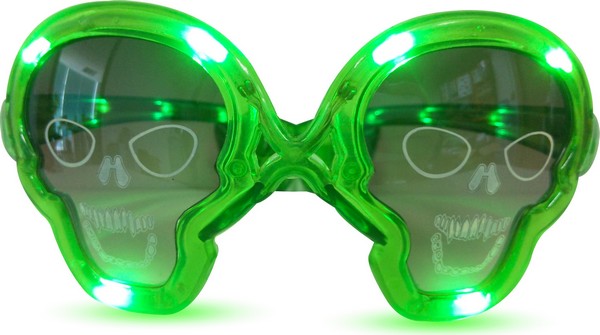 Lunettes lumineuses vertes tête de mort