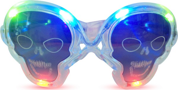 Lunettes lumineuses transparentes tête de mort