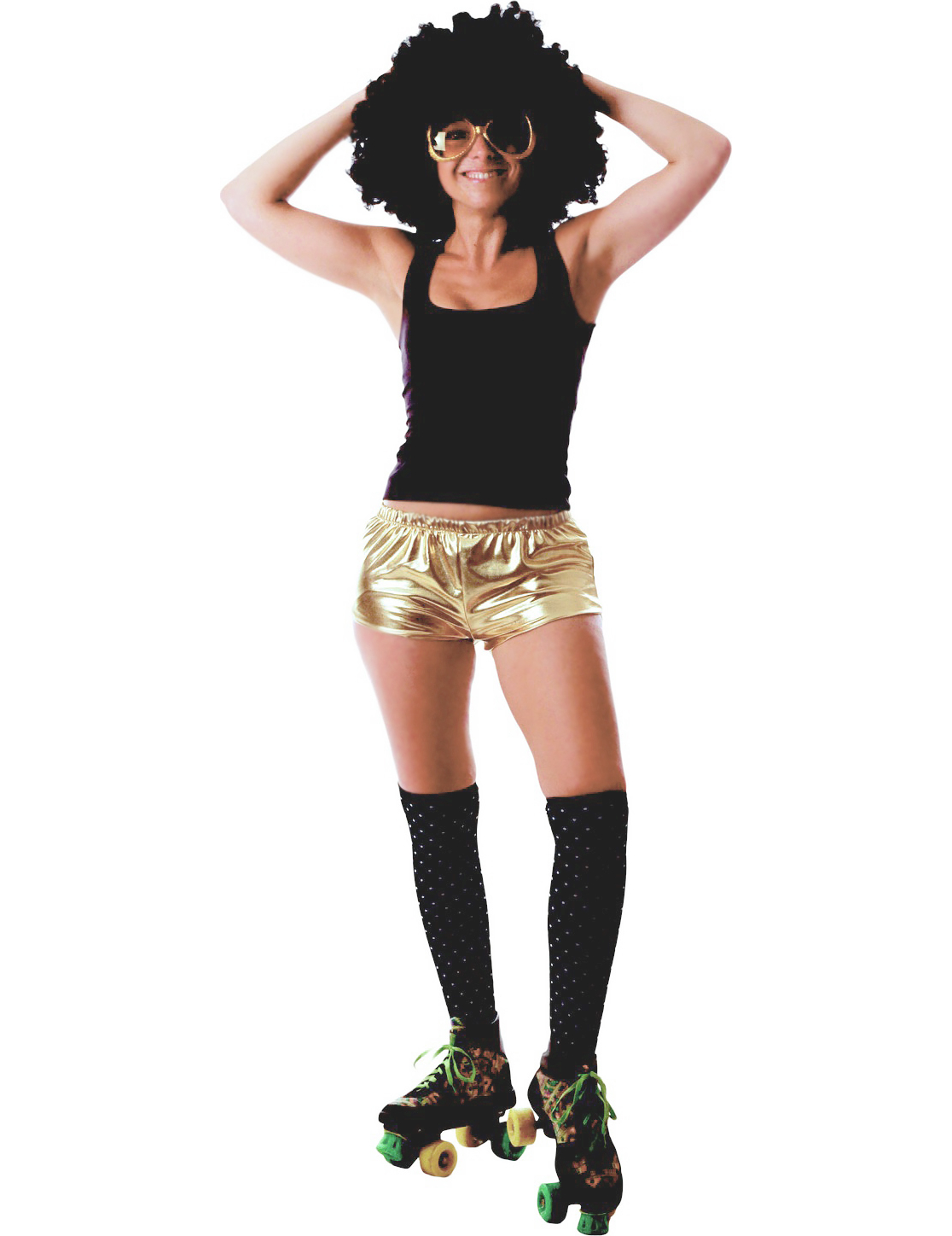 Shorty disco doré brillant femme