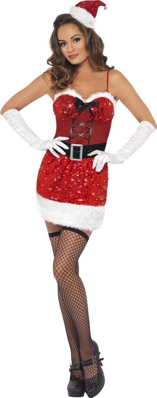 Déguisement Mère Noël sexy avec sequins femme