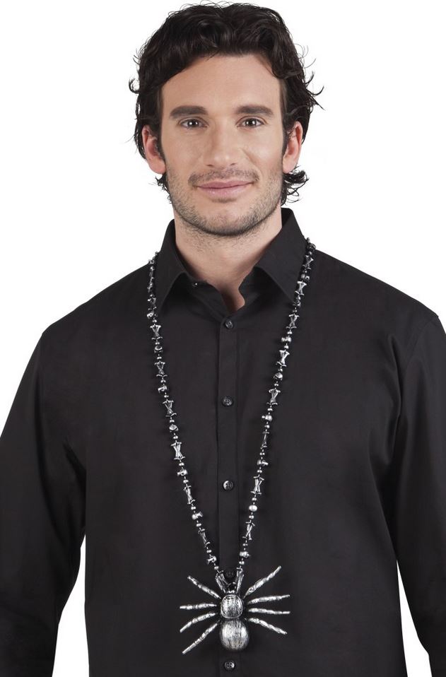 Collier araignée argenté Halloween