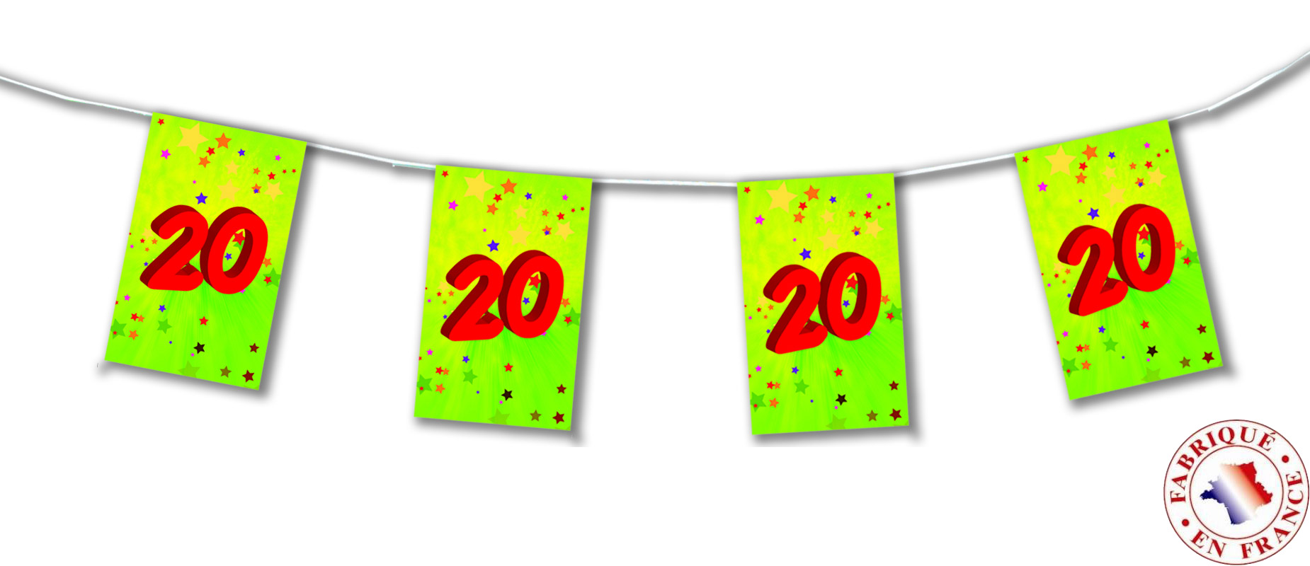 Guirlande fanions papier 20 ans 4m