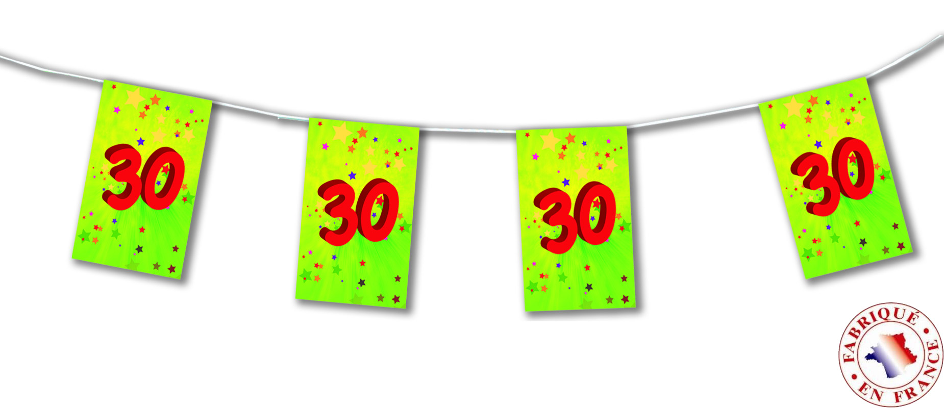 Guirlande fanions papier 30 ans 4m
