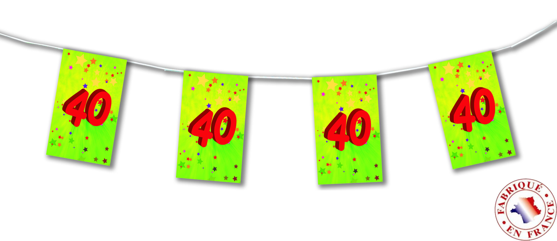 Guirlande fanions papier 40 ans 4m