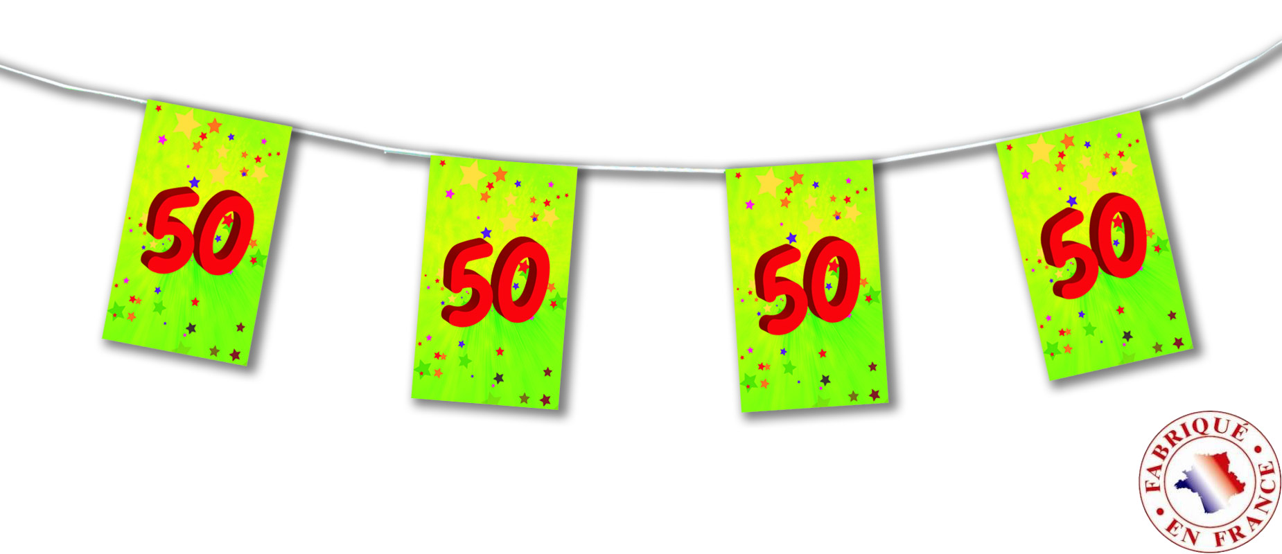 Guirlande fanions papier 50 ans 4m