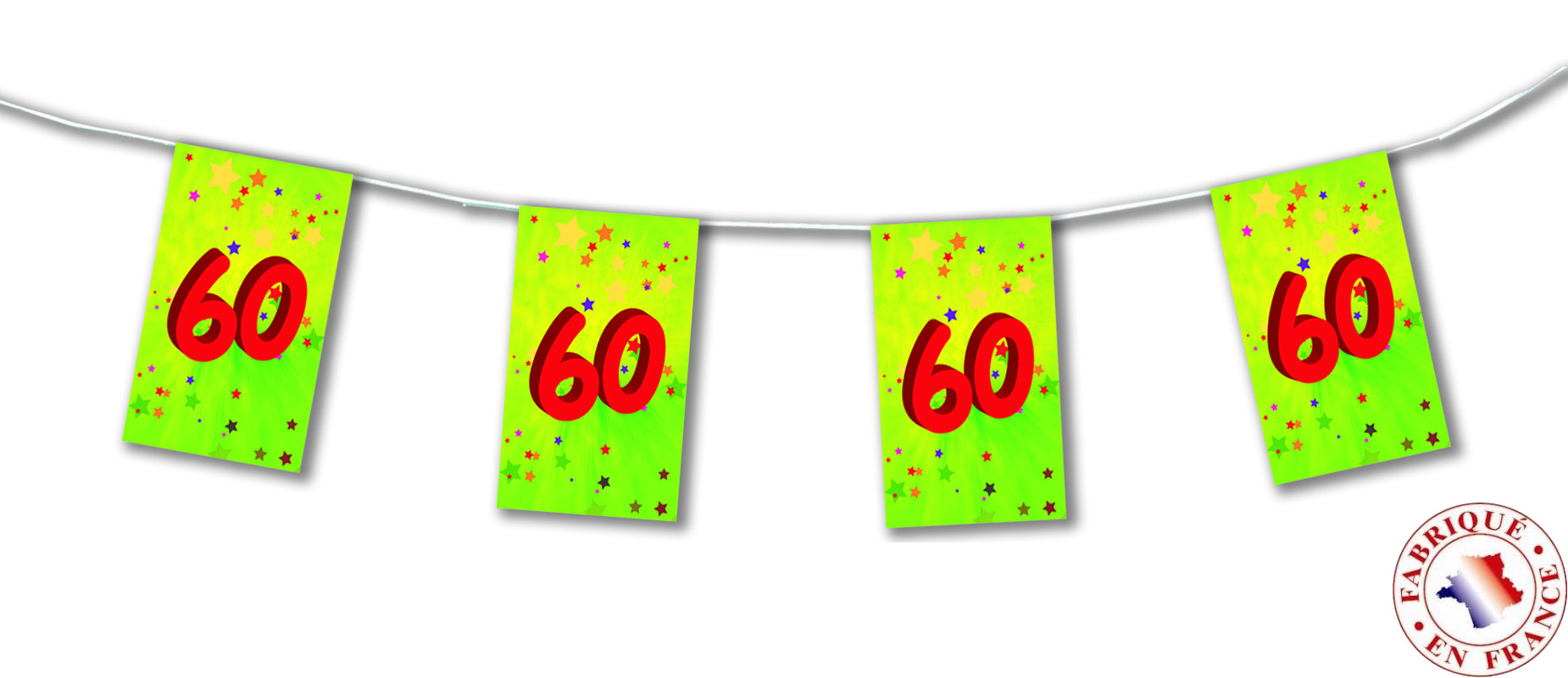 Guirlande fanions papier 60 ans 4m