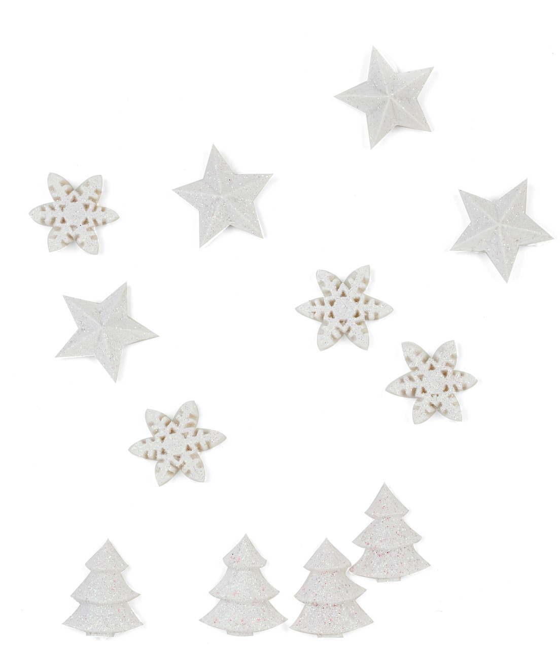 12 Décorations de table Noël blanches 2,5 cm