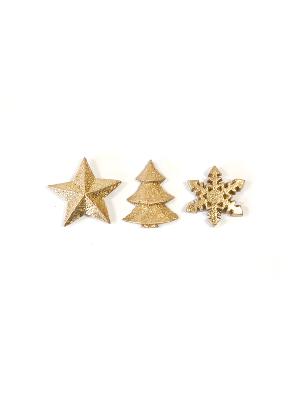 12 Décorations de table Noël dorées 2,5 cm