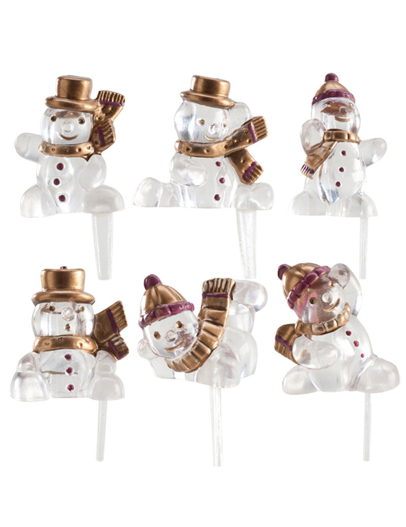 Décoration 6 pics bûche bonhomme de neige