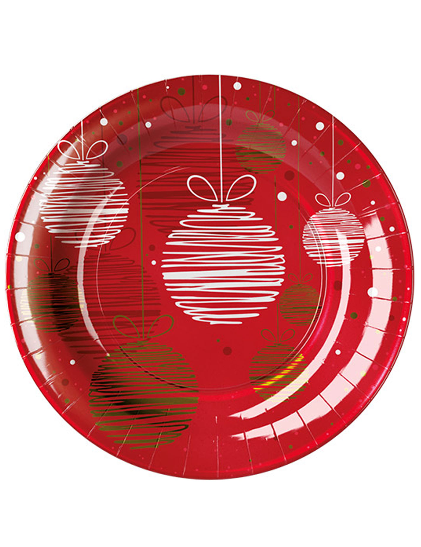 8 Assiettes Boules de Noël 23 cm