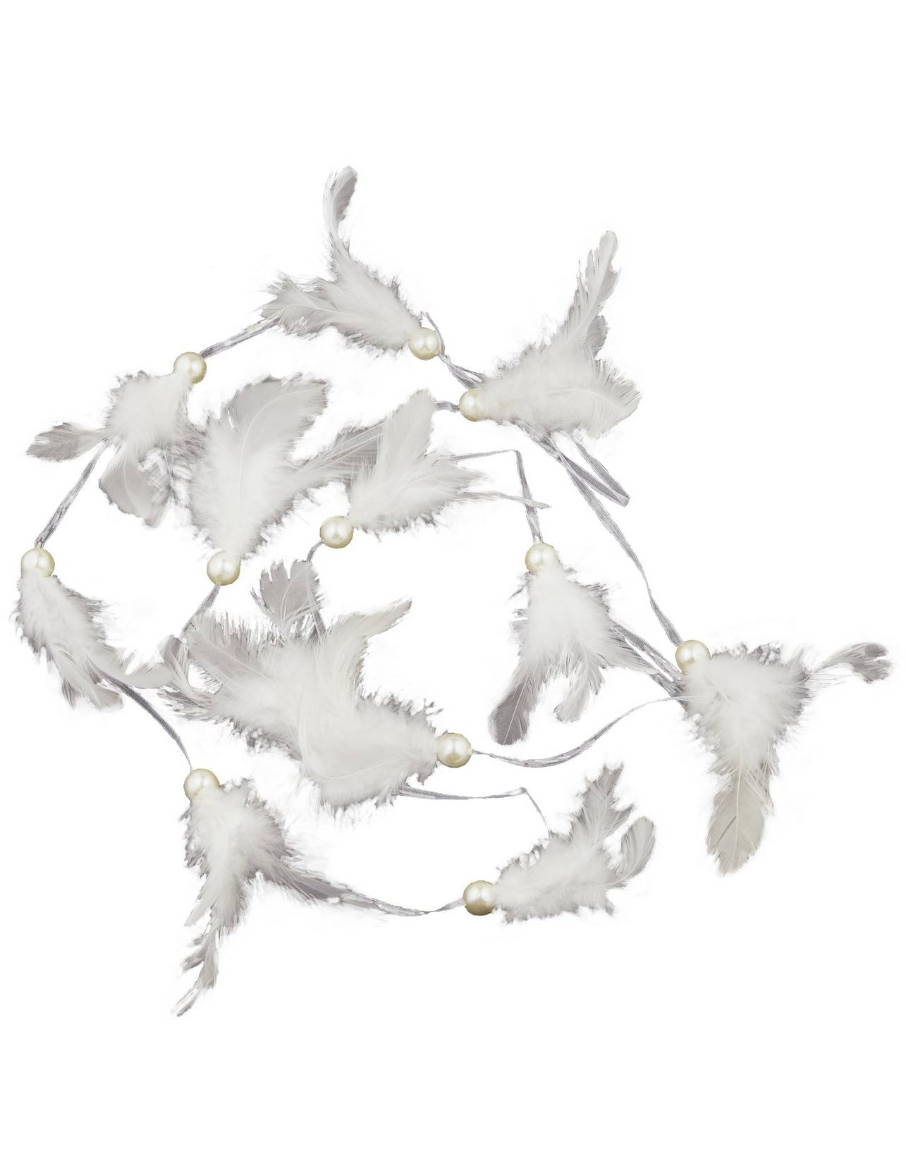 Guirlande plumettes blanches avec perles