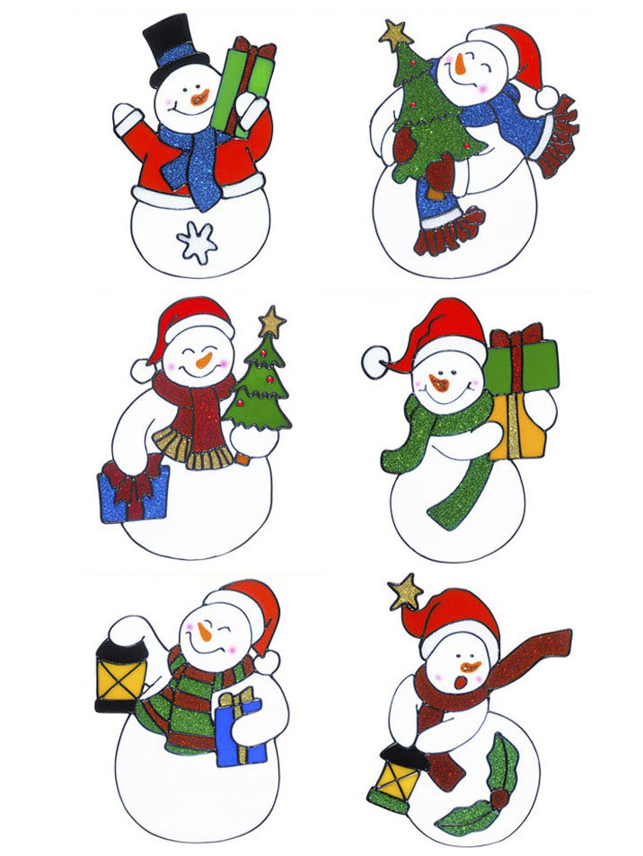 Décoration pour fenêtres bonhomme de neige Noël