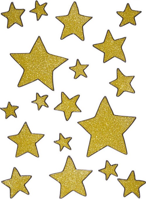 Décoration pour fenêtres étoiles dorées Noël