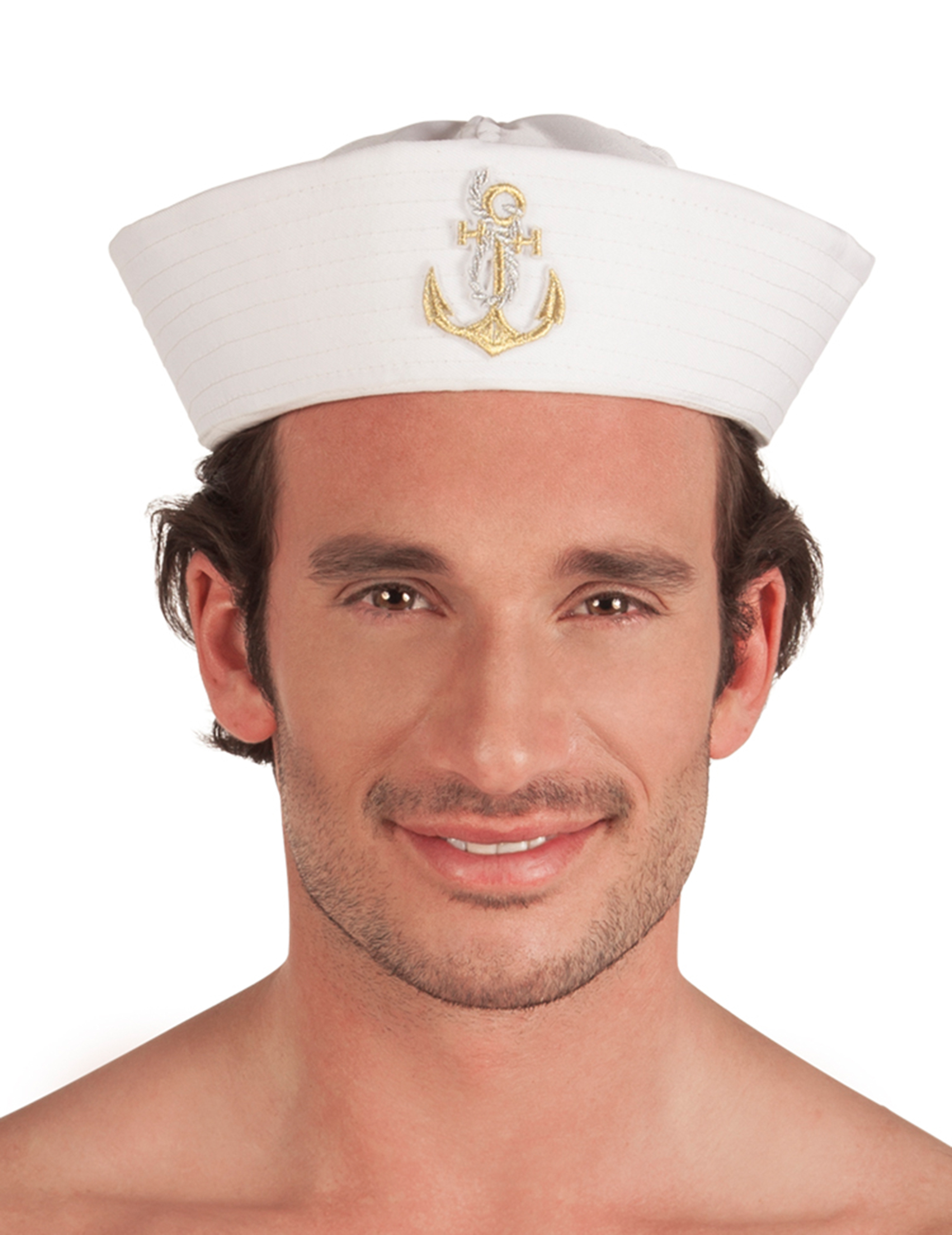 Chapeau marin avec ancre dorée adulte
