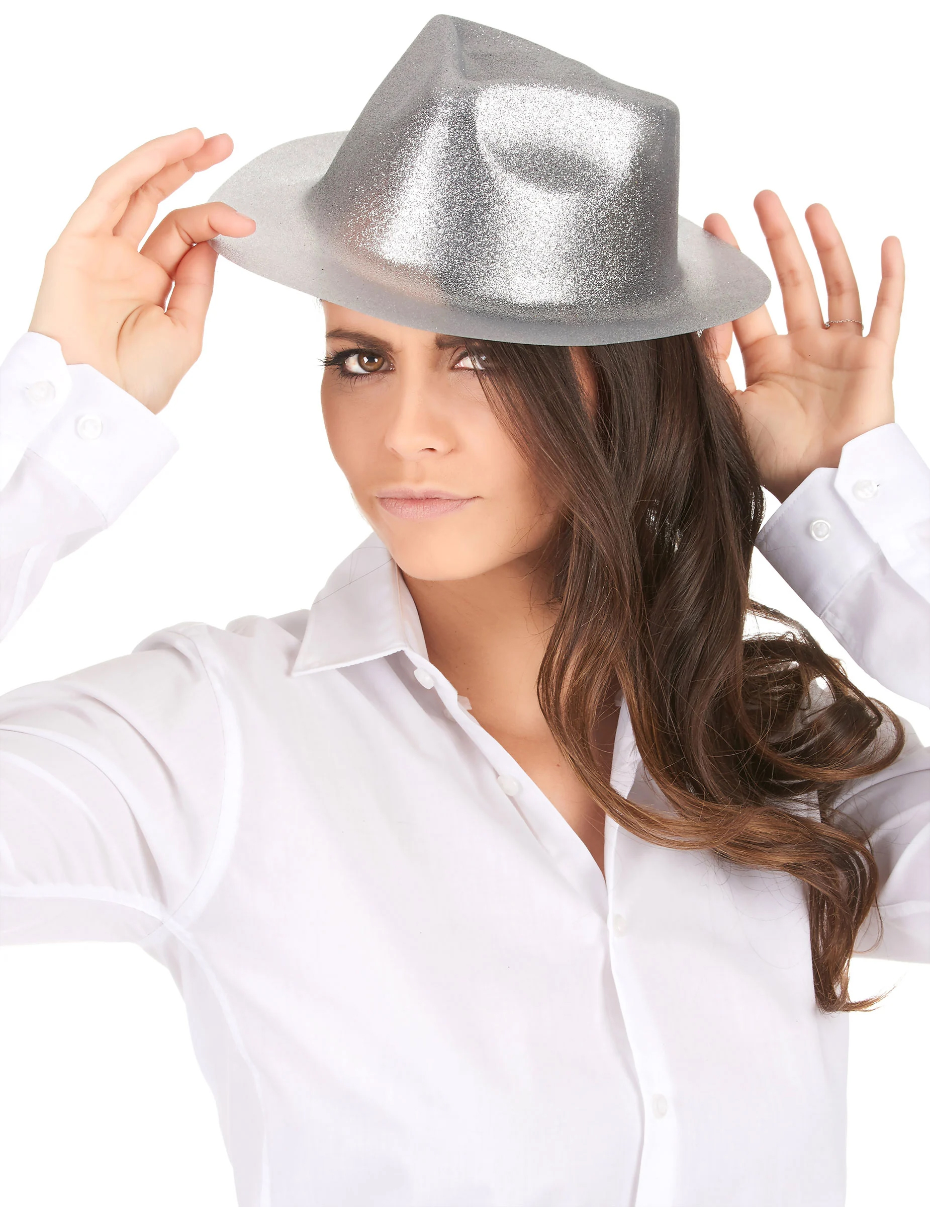 Chapeau pailleté argent adulte
