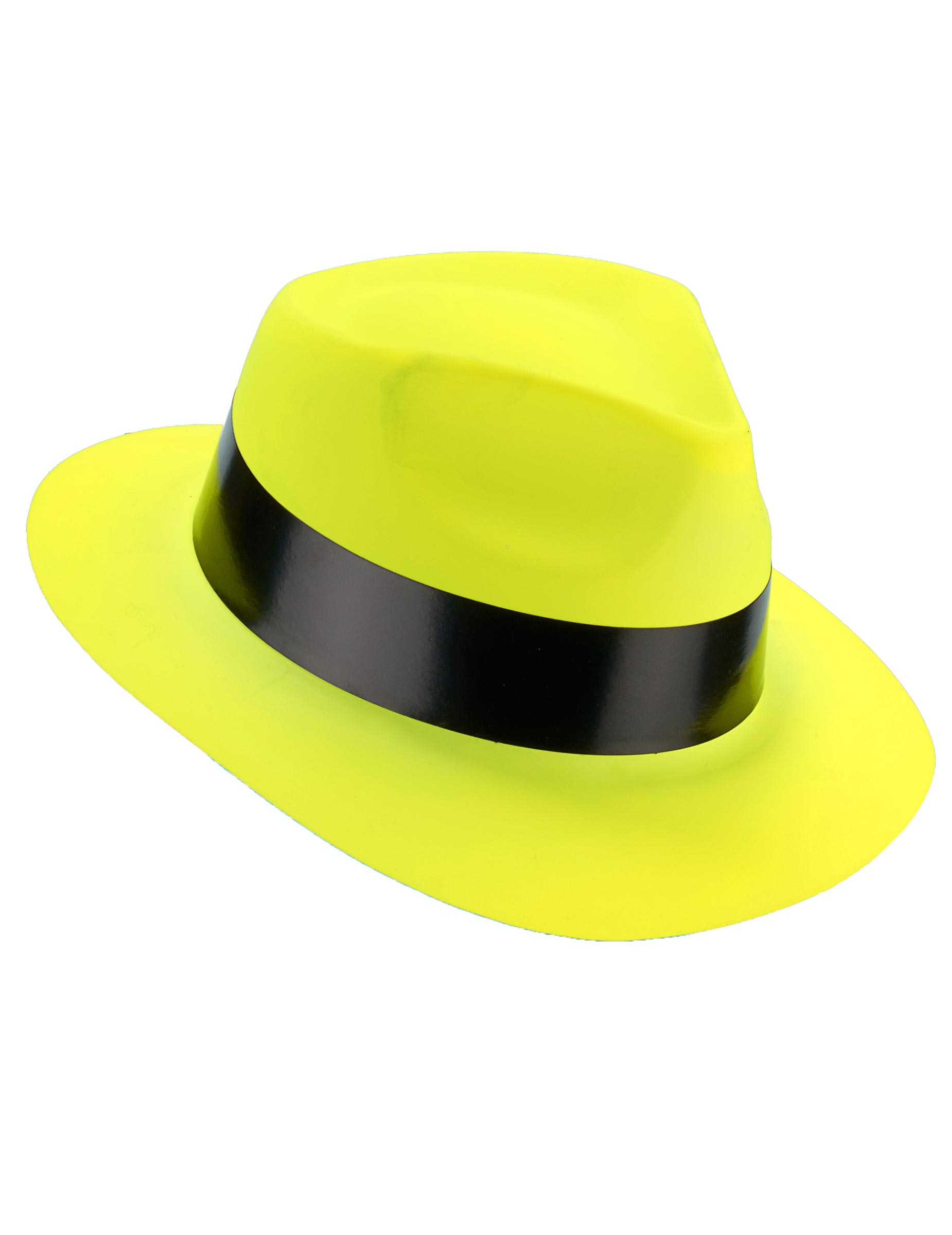 Chapeau gangster jaune fluo adulte