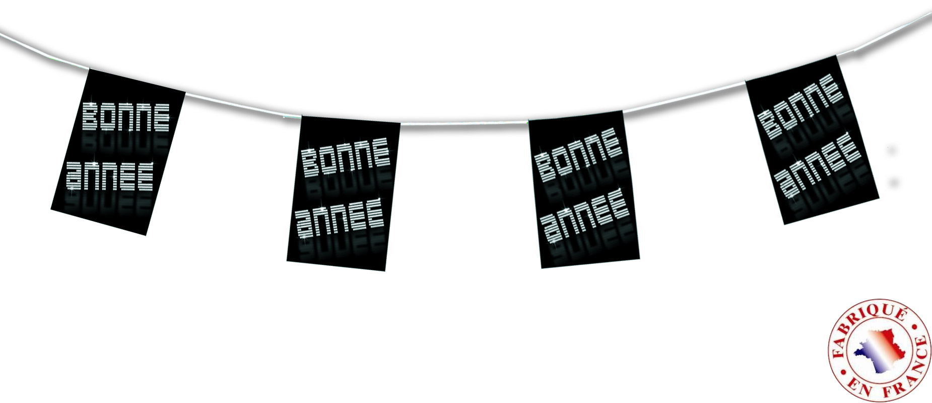 Guirlande fanions papier Bonne année VIP 4 m