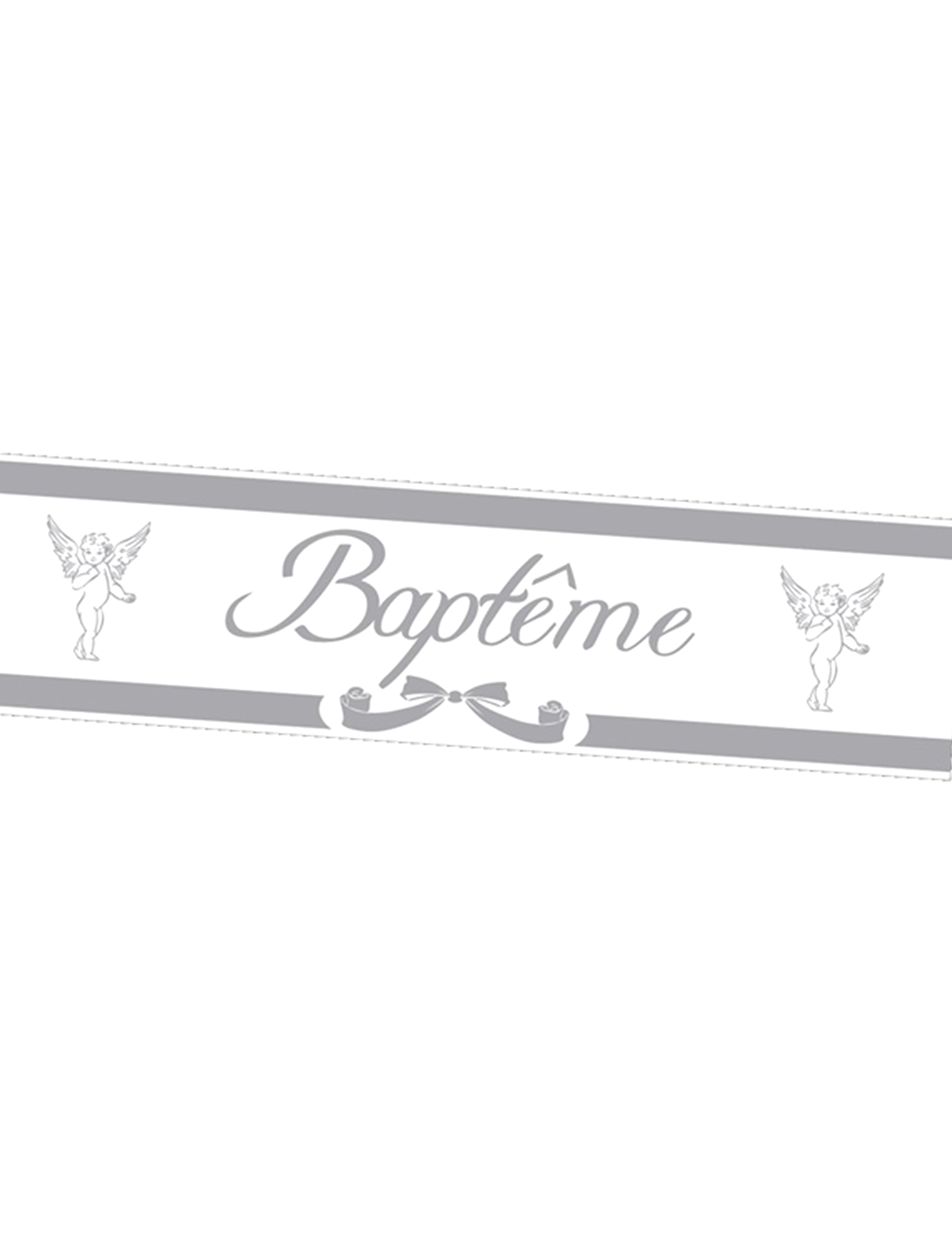 Bannière baptême argentée avec anges 2.44m