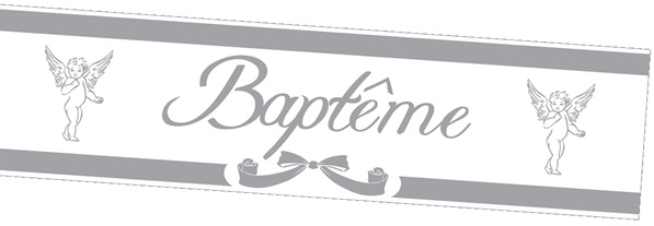 Bannière baptême argentée avec anges 2.44m