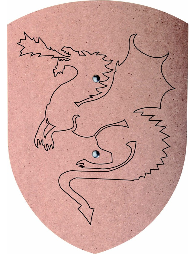 Petit bouclier motif dragon à colorier