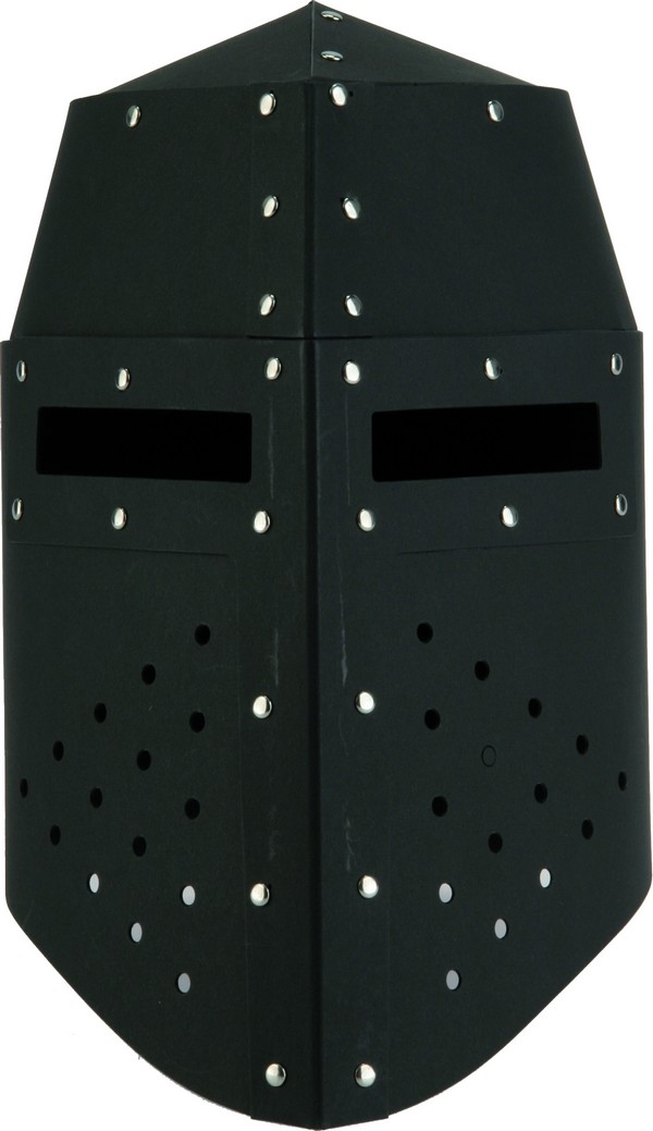 Casque combattant noir en carton riveté enfant
